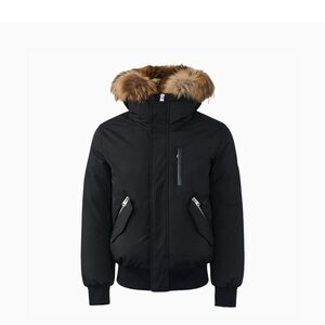 Mens Black Fur-Trimmed Jacket